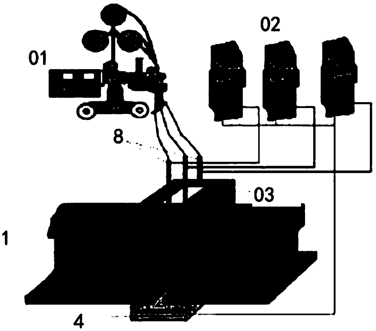 Steel rail three-wire consumable nozzle electroslag welding device