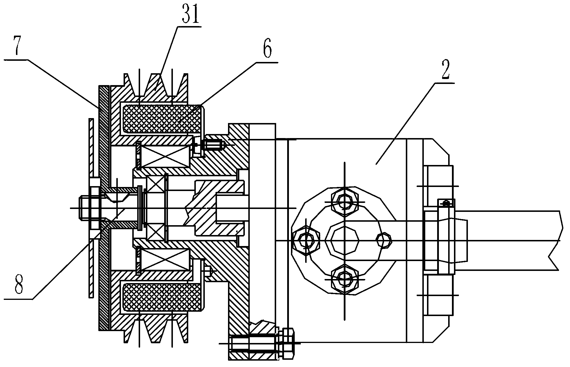 Electromagnetic power take-off system of garbage dump micro truck and power take-off method thereof