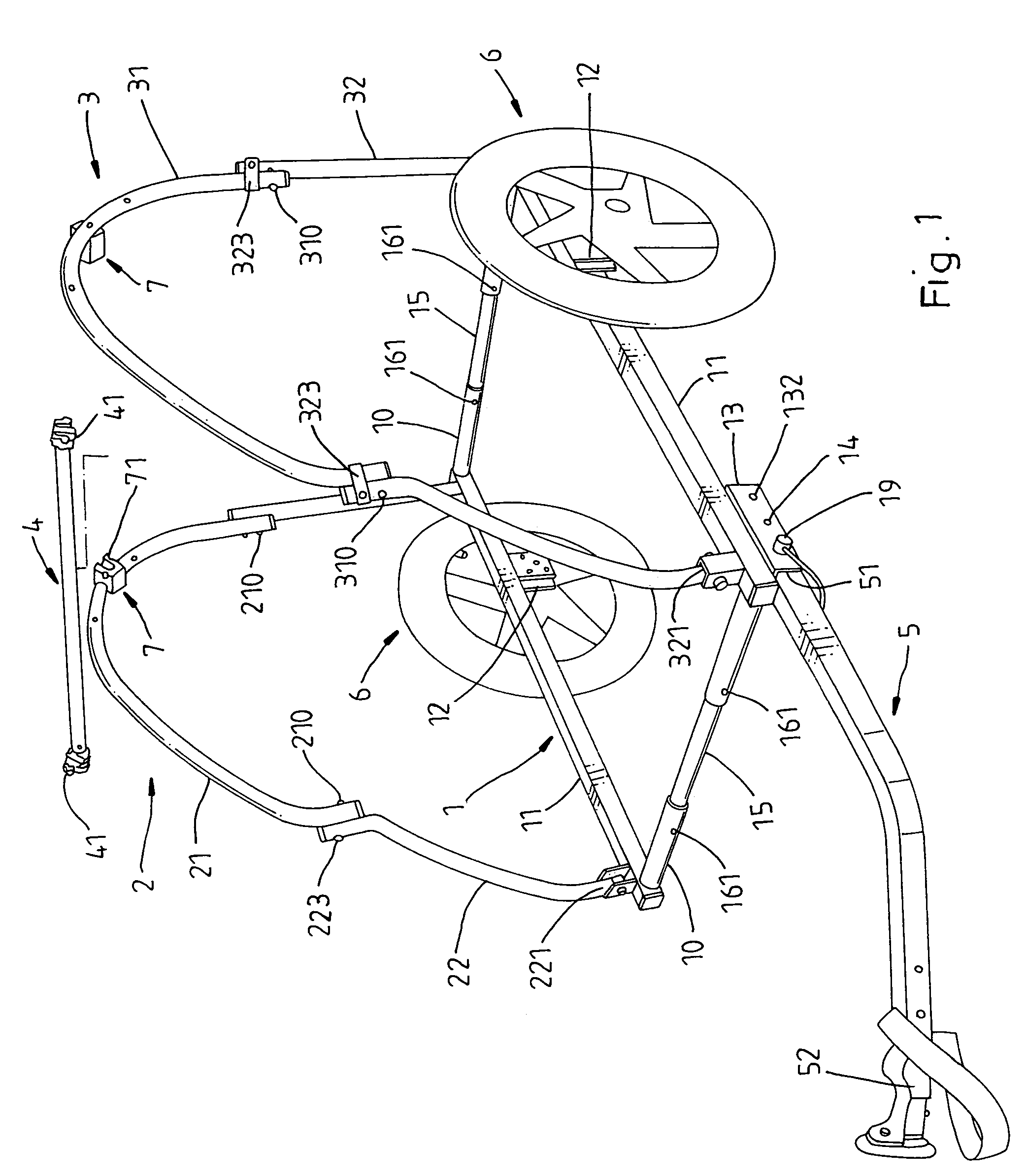 Frame structure for foldable baby trailer