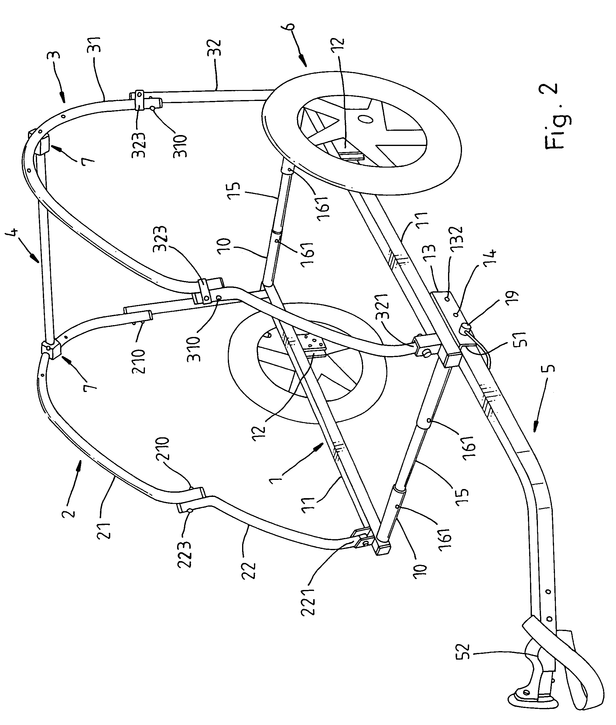 Frame structure for foldable baby trailer