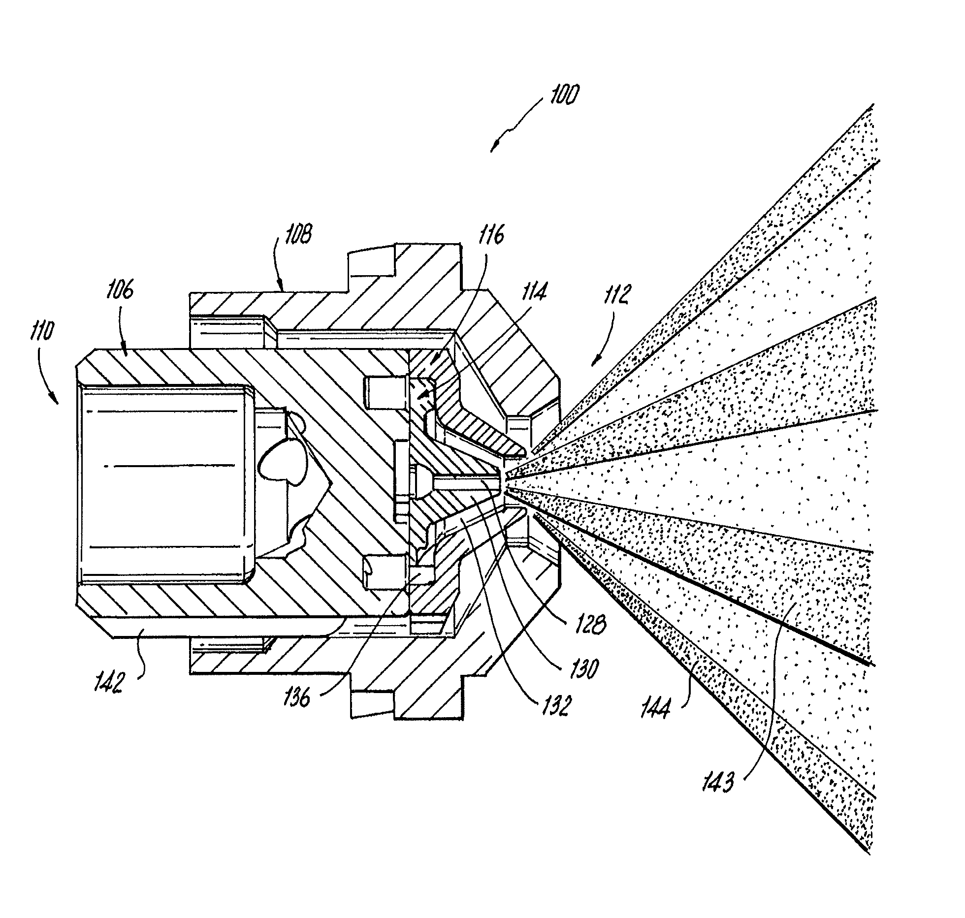 Single circuit multiple spray cone pressure atomizers