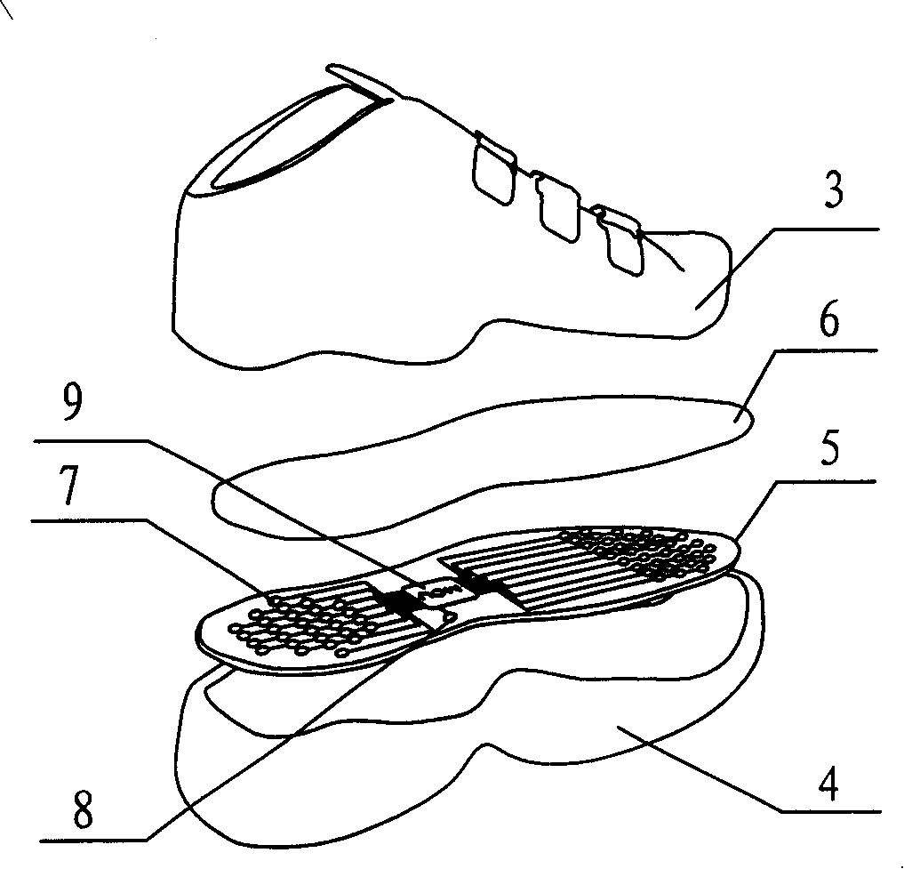 Real time monitoring apparatus for human body gait motion energy consumption