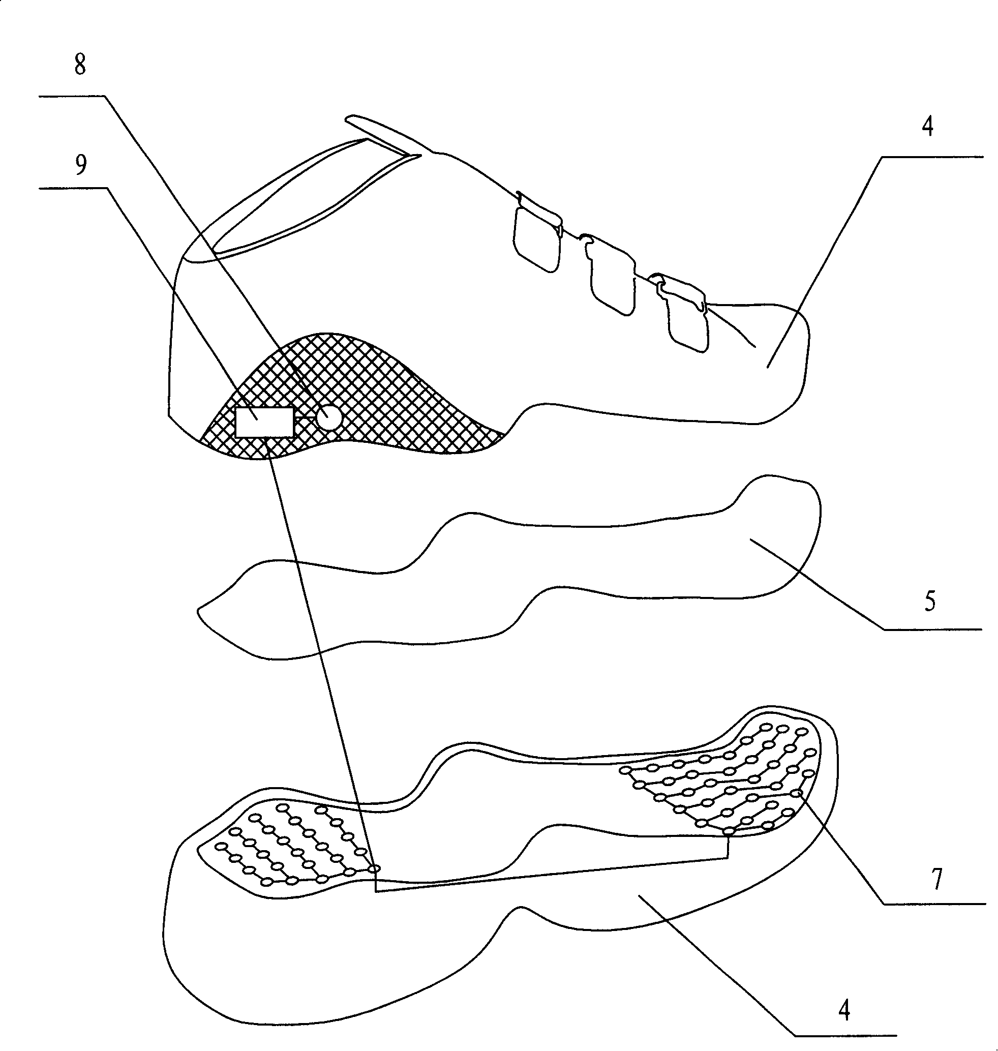 Real time monitoring apparatus for human body gait motion energy consumption