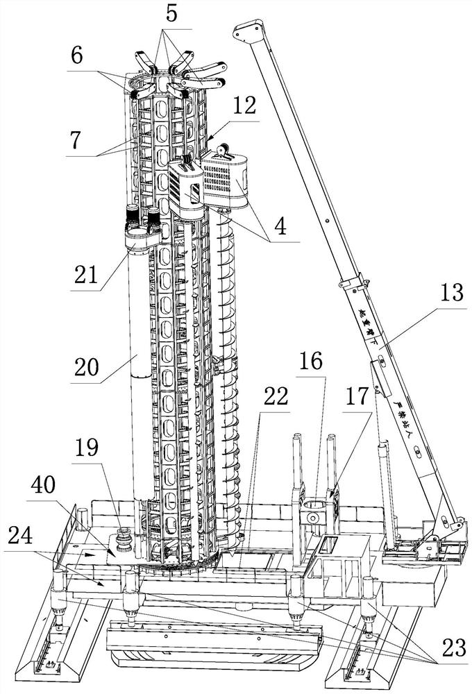 Drilling pile connecting and planting integrated machine and its construction method