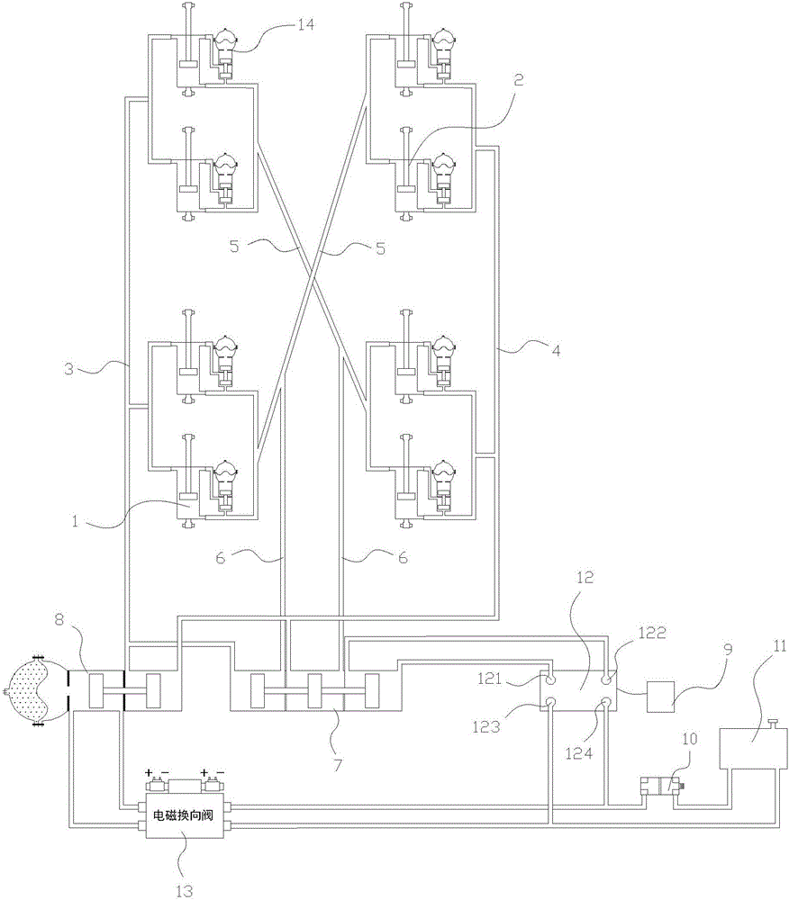 Multifunctional hydraulic interconnected suspension system