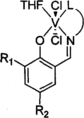 Three-tooth salicylaldehyde imine vanadium olefin polymerizing catalyst, preparation and uses thereof