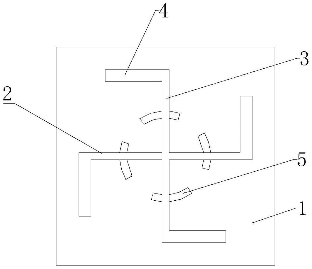 Square three-frequency antenna device and communication equipment