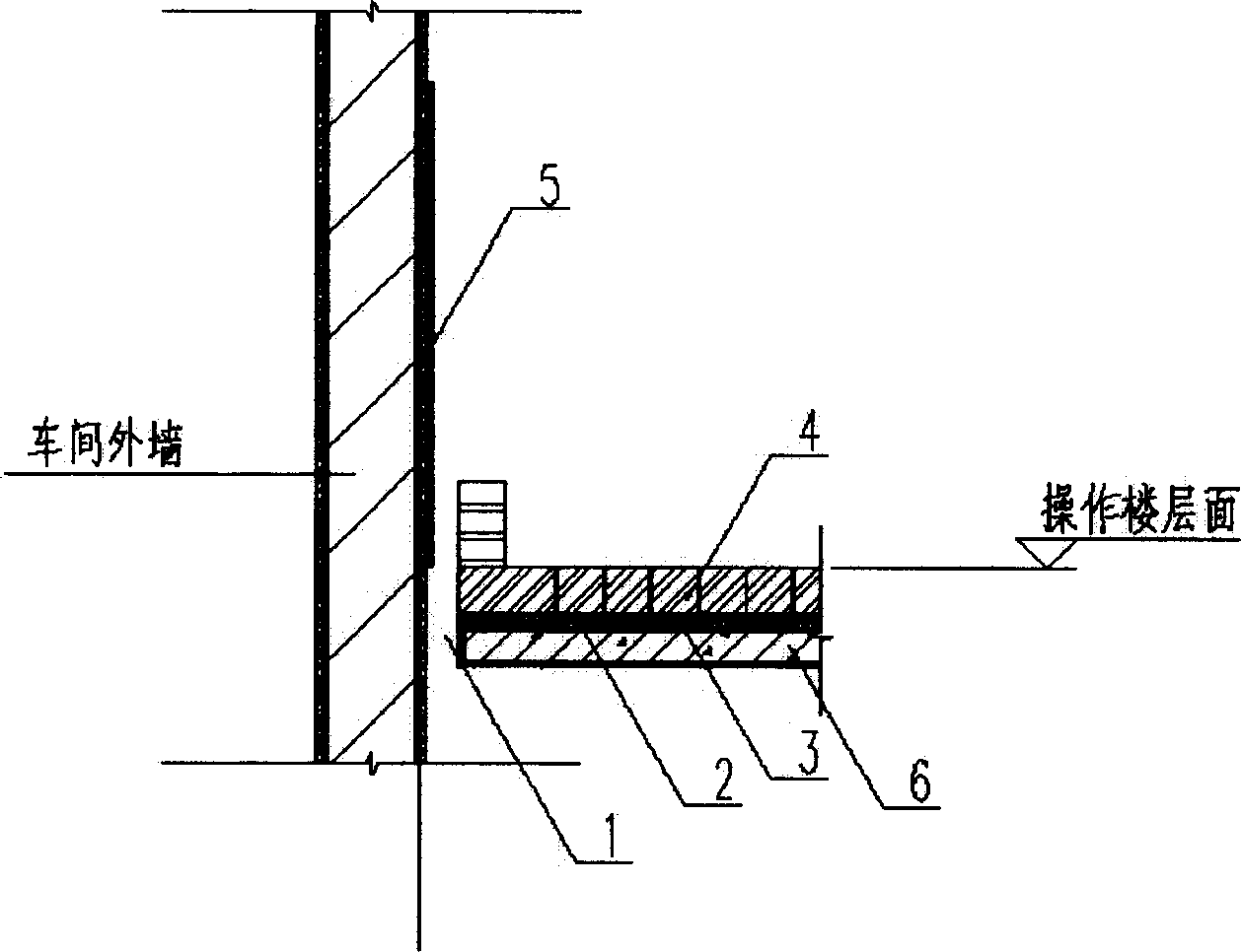 Insulating method and structure for workshop operating side and inner side of external wall