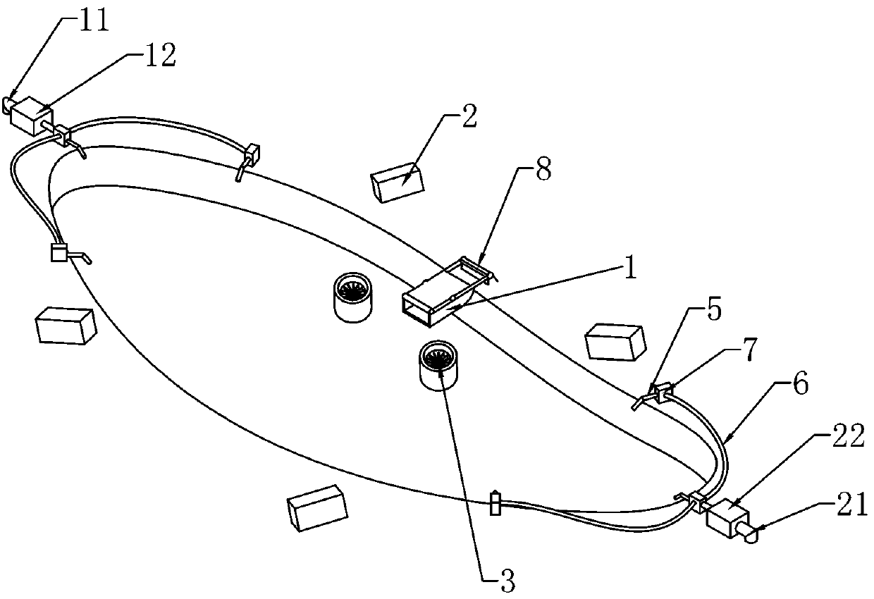 Double-vortex drainage type water pool floating object clearing device based on cloud picture