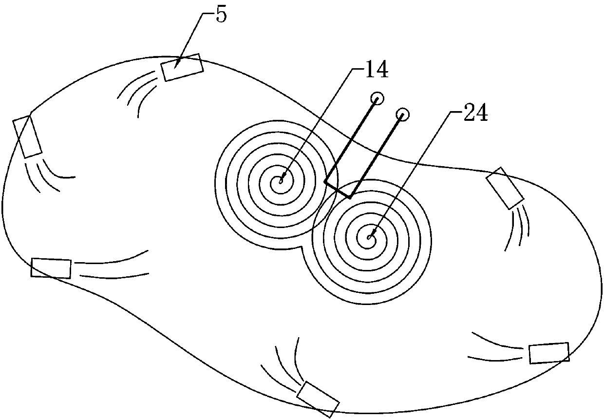 Double-vortex drainage type water pool floating object clearing device based on cloud picture