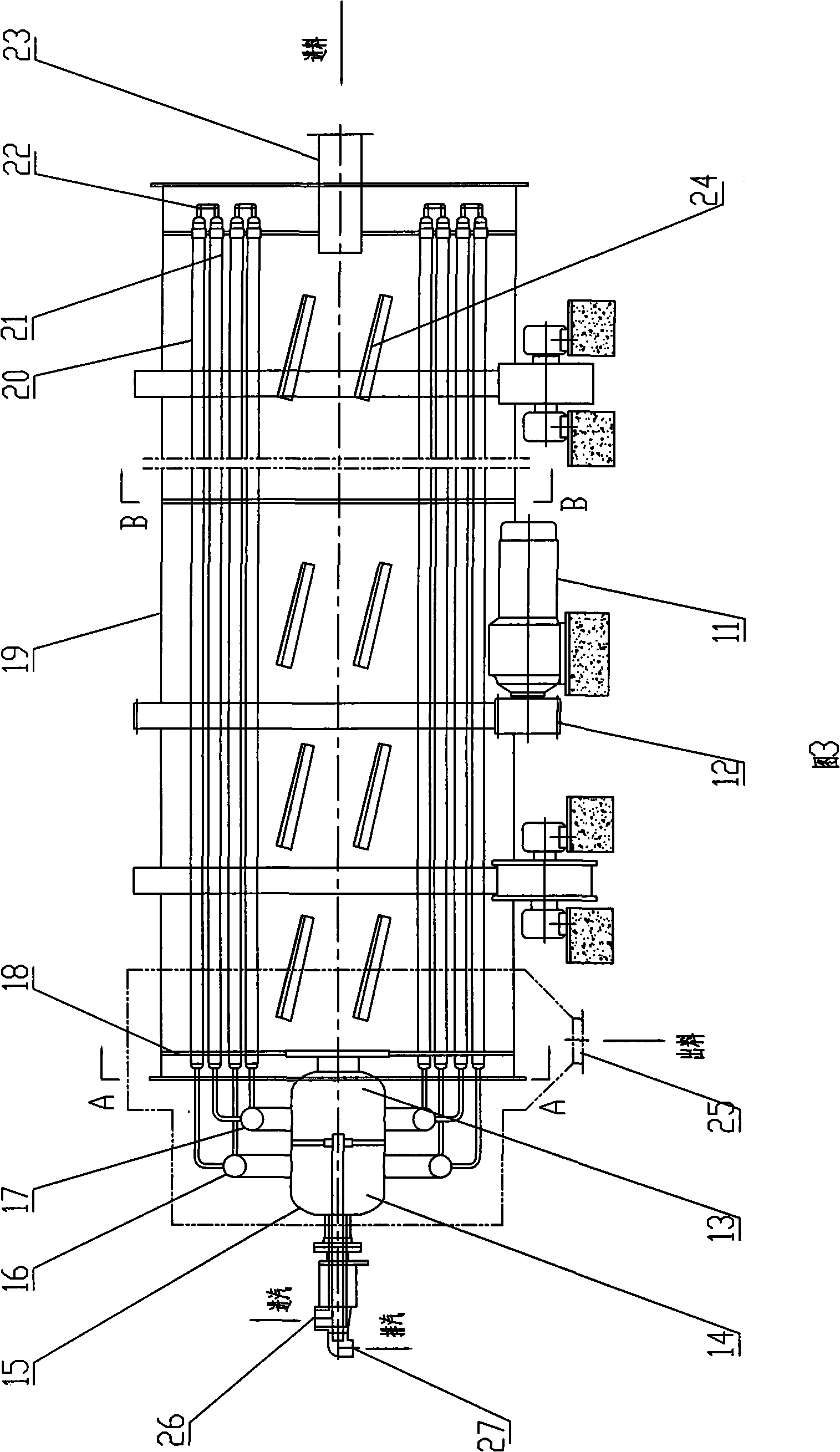 Revolving drum type tube bundle drying machine