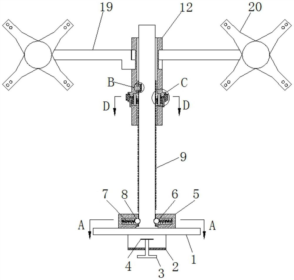 A multi-screen computer support frame based on the principle of screw rod lifting