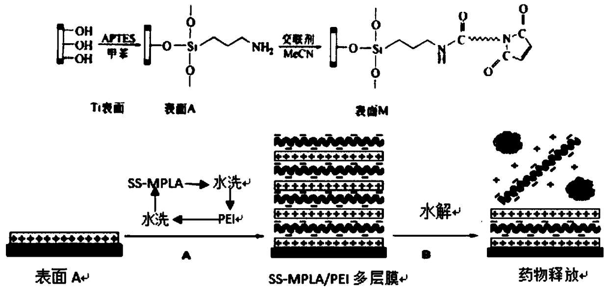 Construction method of drug sustained release system on medical titanium alloy implant surface