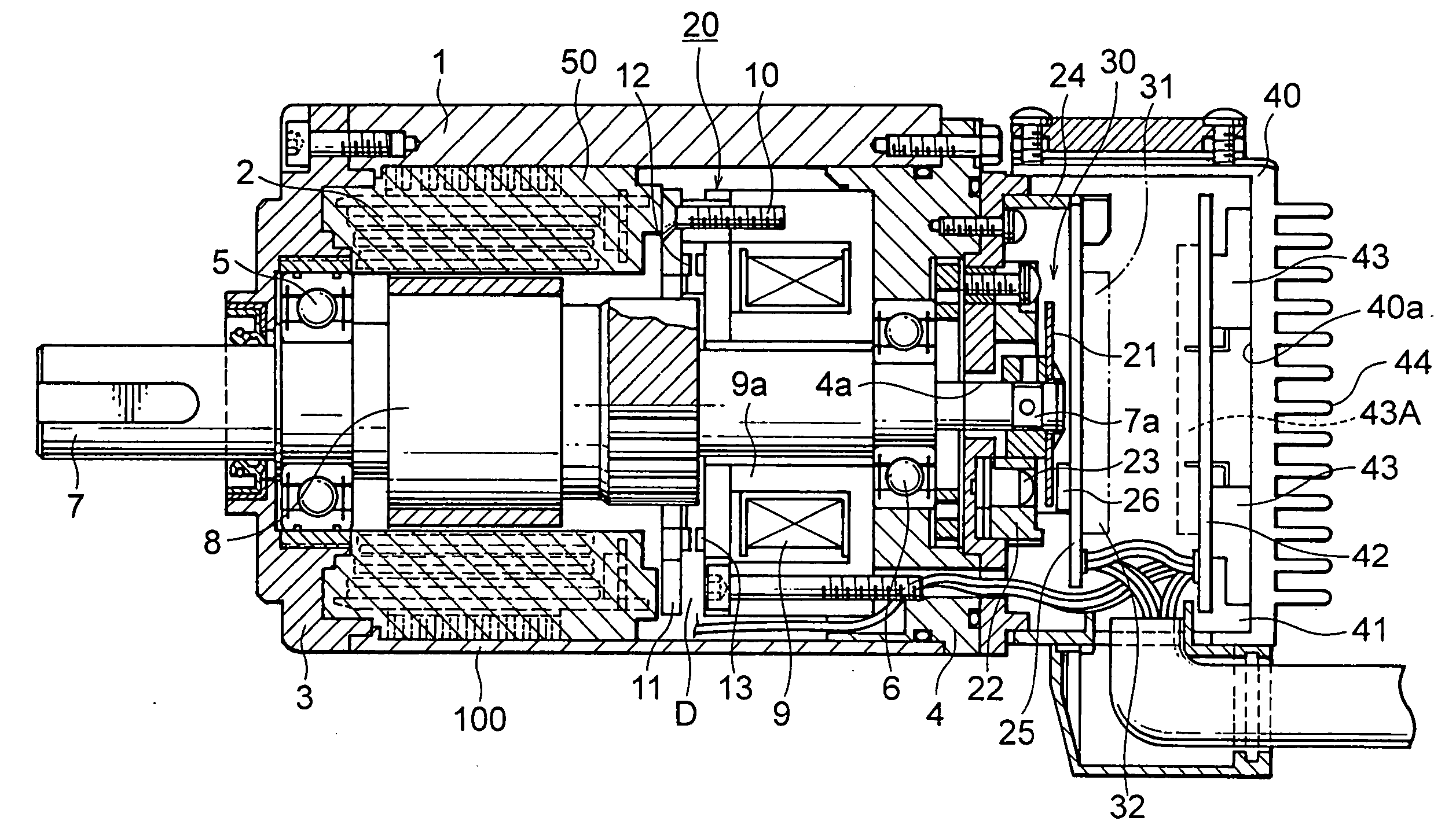 Motor with a brake