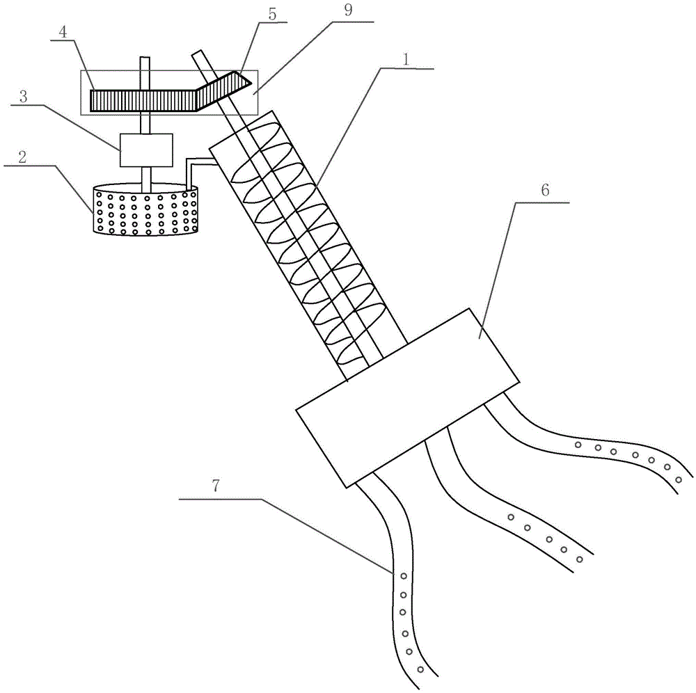 Archimedean spiral oxygen increasing device enabling bottom water of fish pond to be used circularly