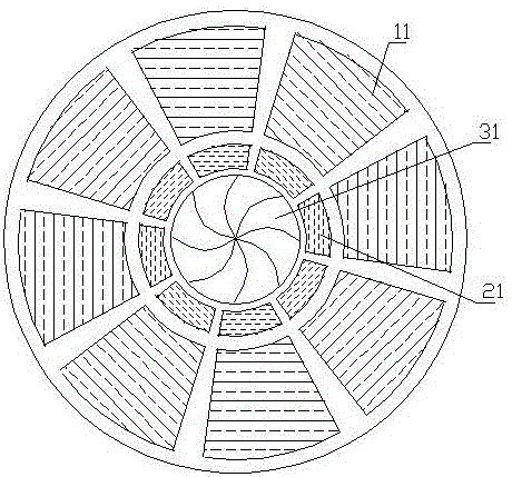 Horizontal type inclined-jet middle-blade hydraulic generator easy to cool and acting method thereof