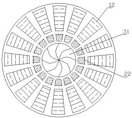 Horizontal type inclined-jet middle-blade hydraulic generator easy to cool and acting method thereof