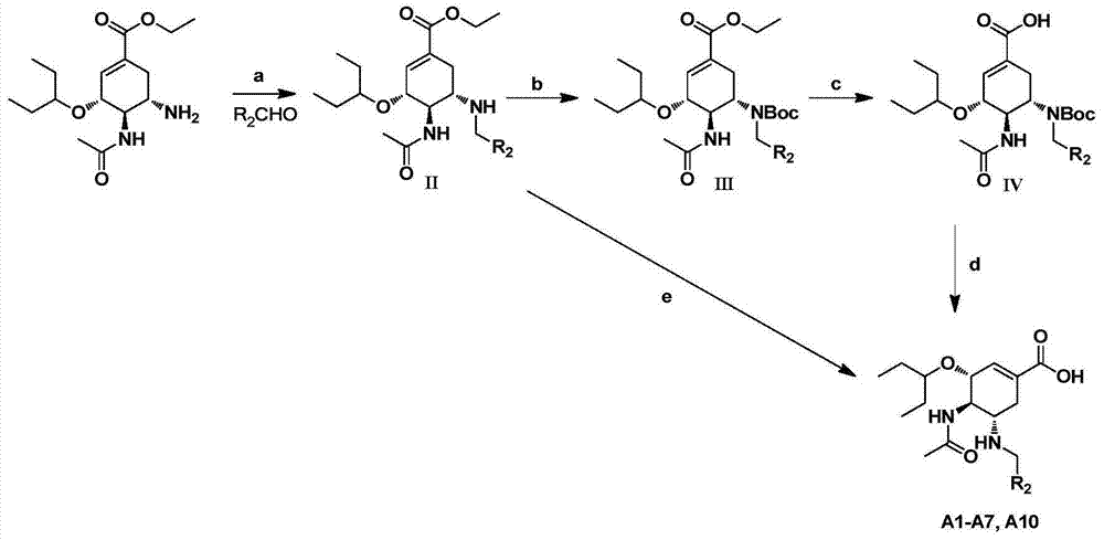 Oseltamivir derivative as well as preparation method and application thereof