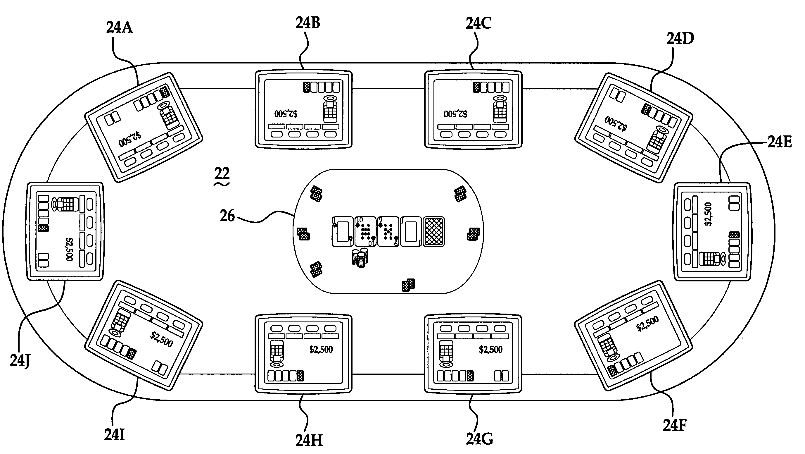 Queuing system and method for electronic card table system