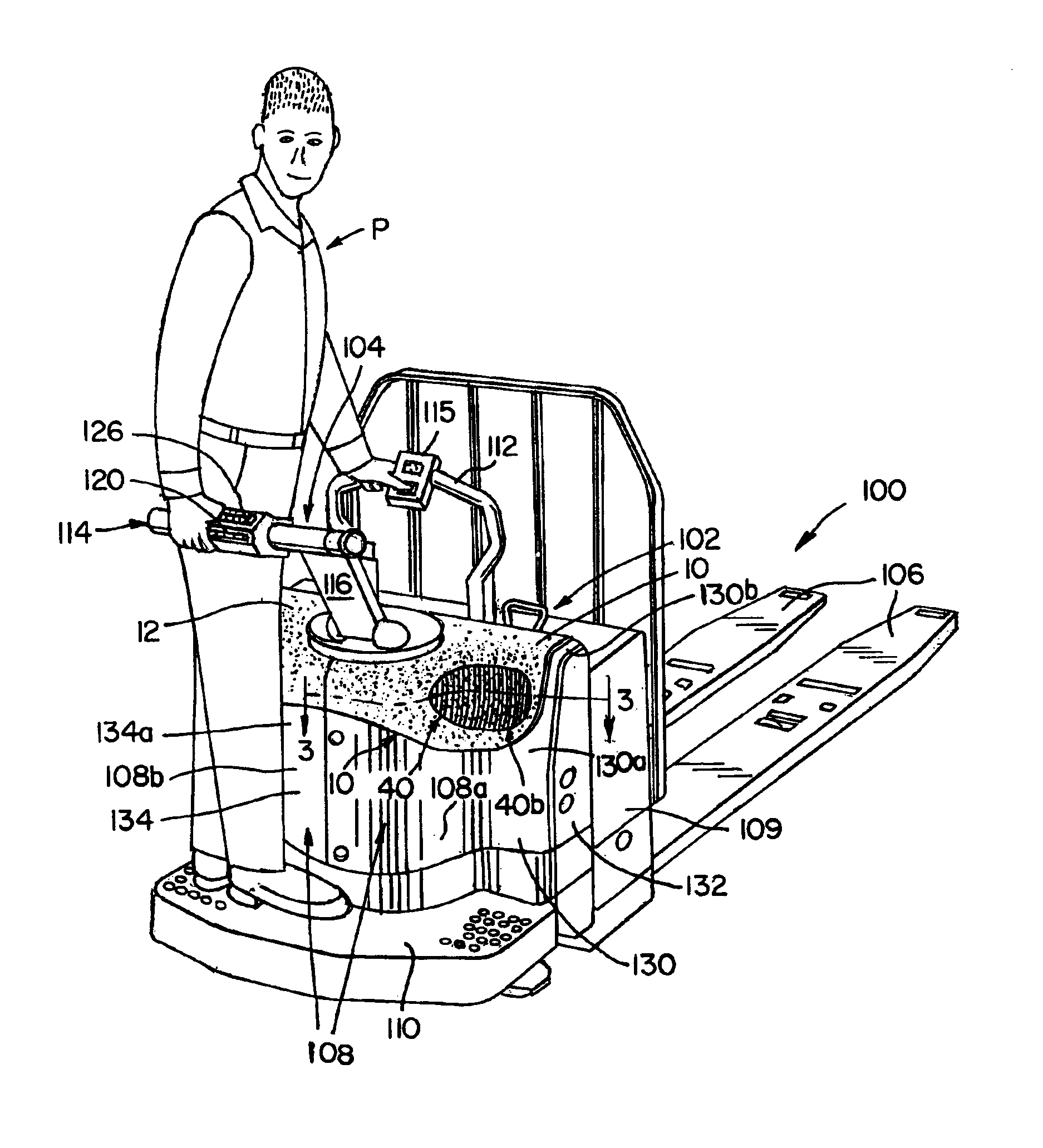 Operator support pad for a vehicle