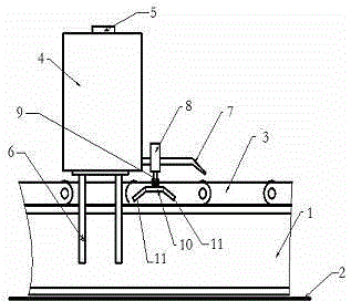 Elevator cable guide vehicle oil adding device