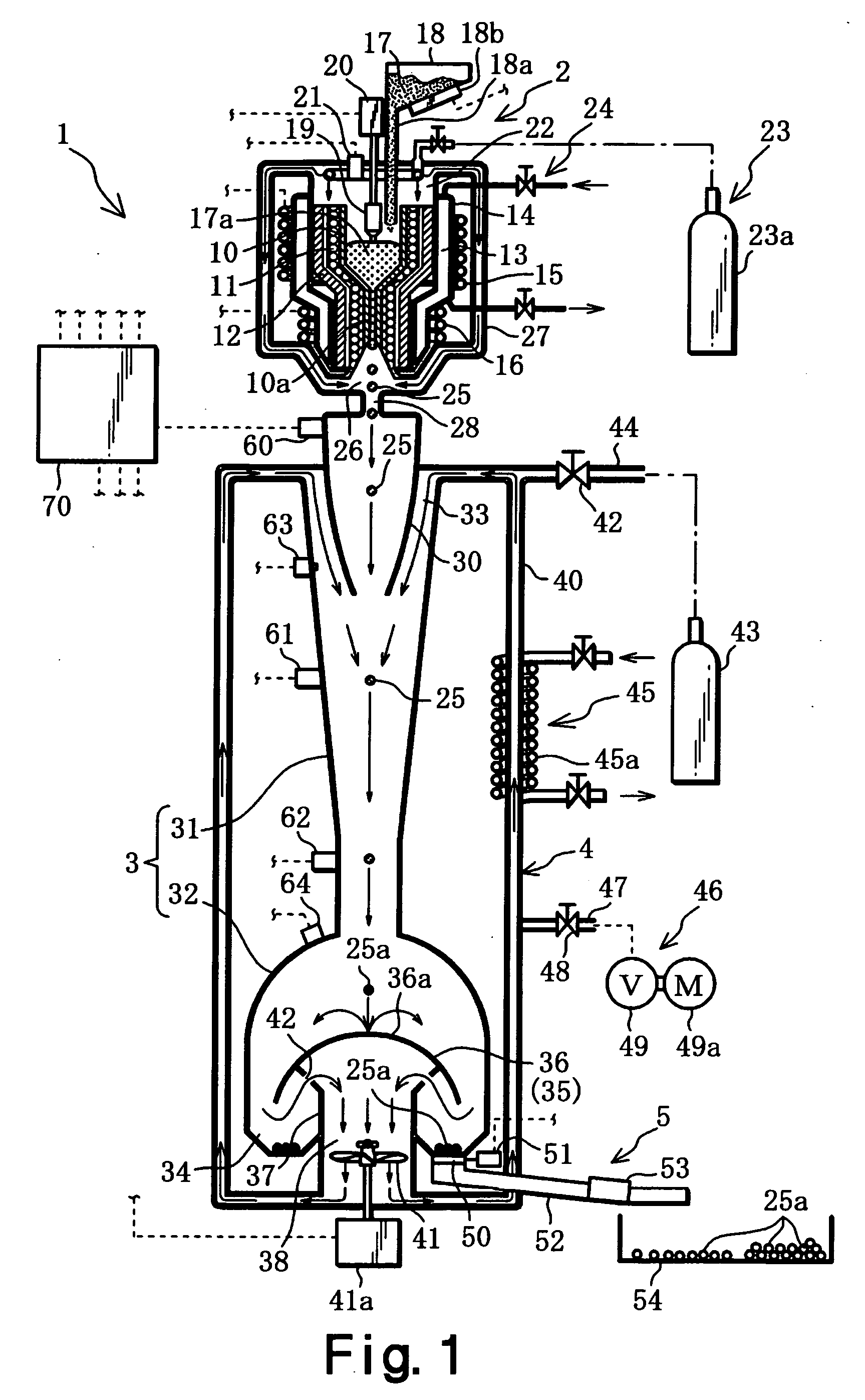 Drop tube type granular crystal producing device