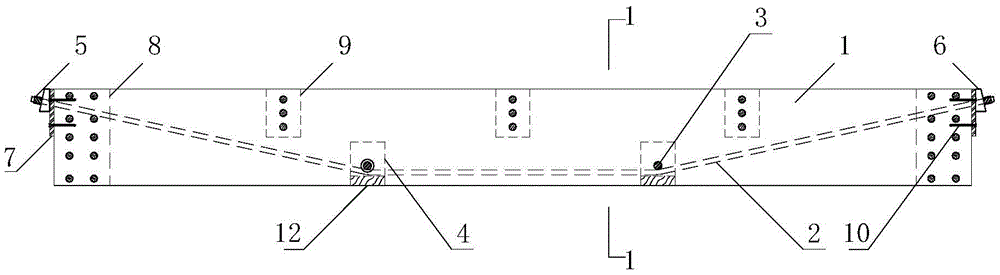 A built-in prestressed wooden beam