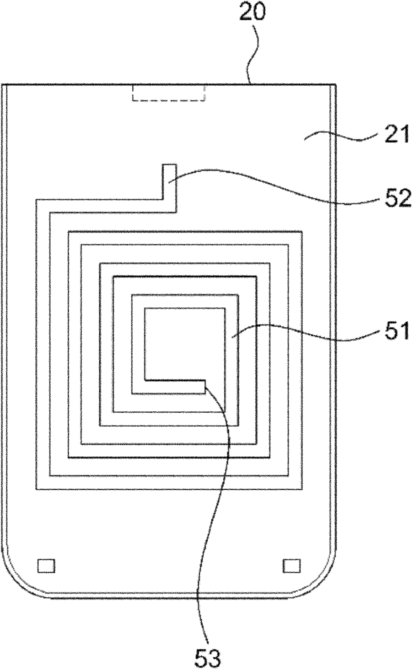 Internal antenna for a wireless device, and a production method therefor