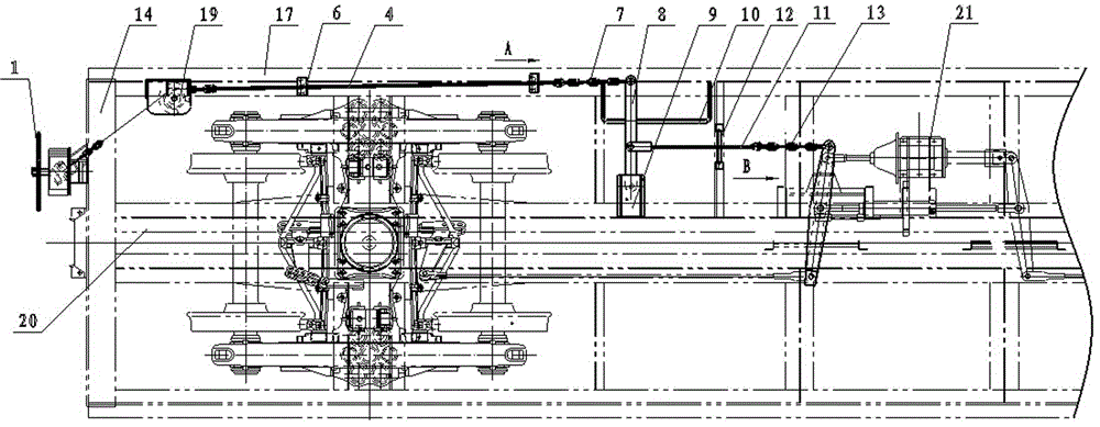 Hand brake device for railway wagon