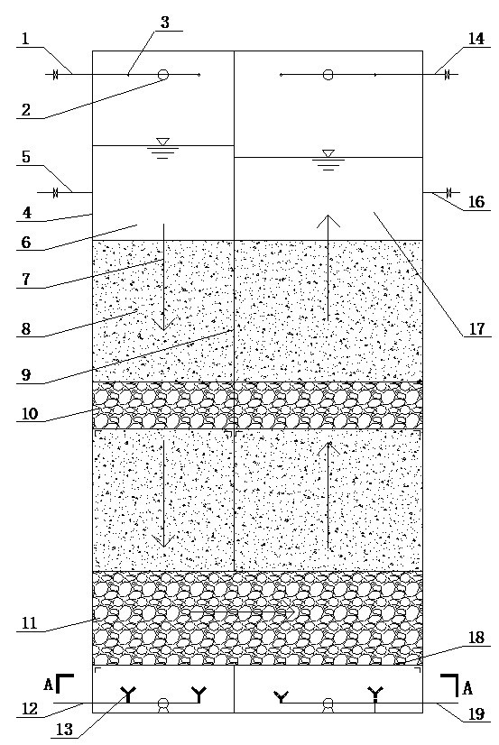 U-shaped flow treatment method for saliferous hardly degraded organic wastewater