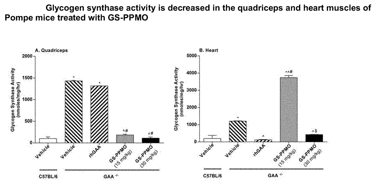 Inhibiting or downregulating glycogen synthase by creating premature stop codons using antisense oligonucleotides