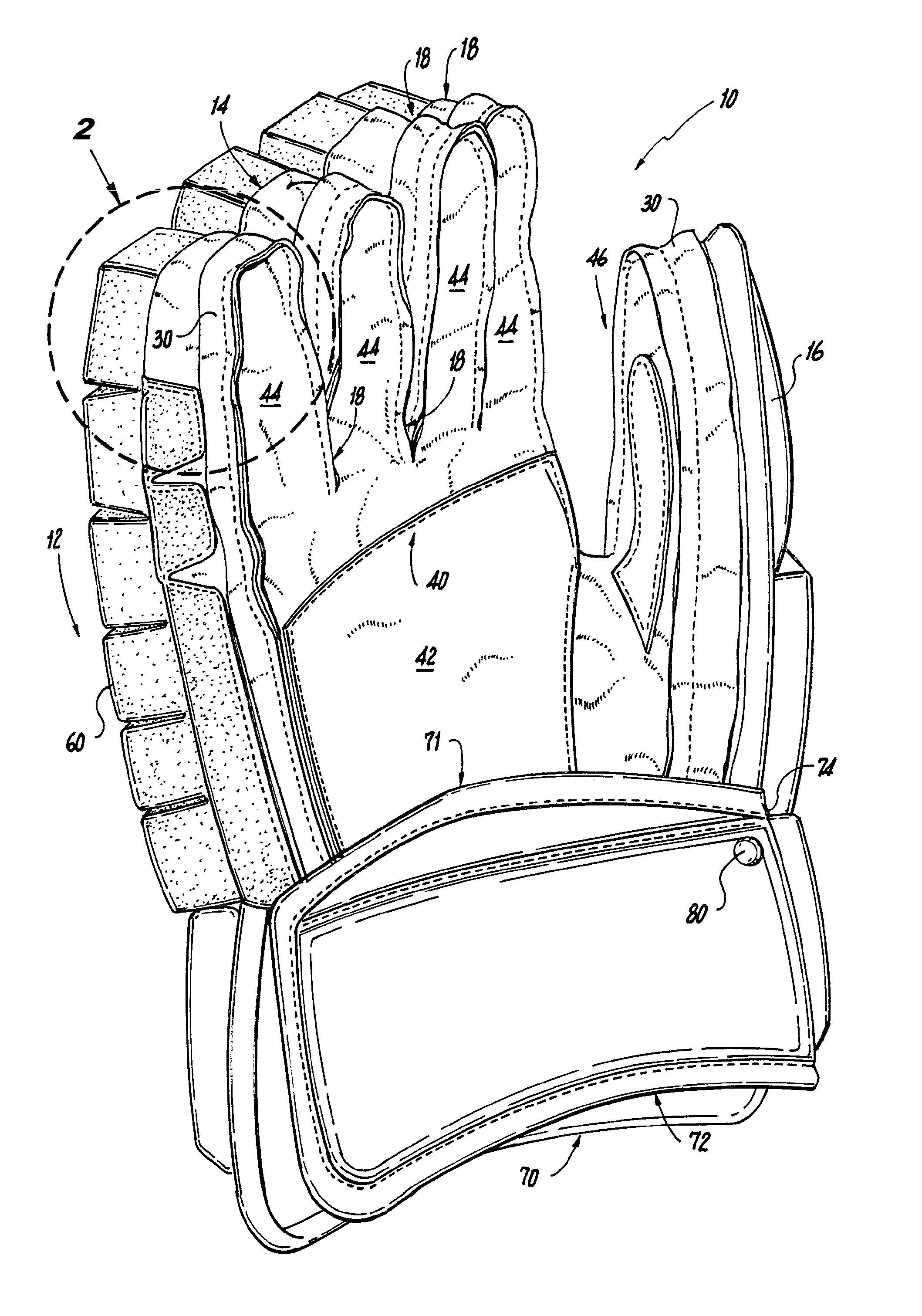 Zipper attached sports glove with fly cover protection