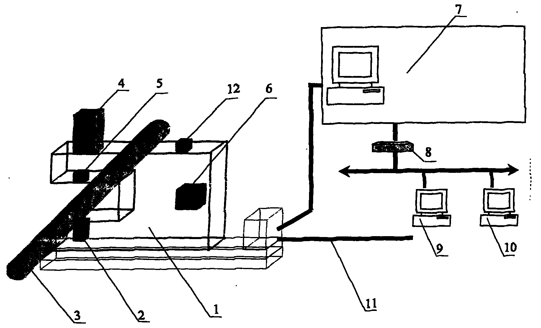 Device for online measuring wall thickness of hot-rolled metal pipe by using gamma rays