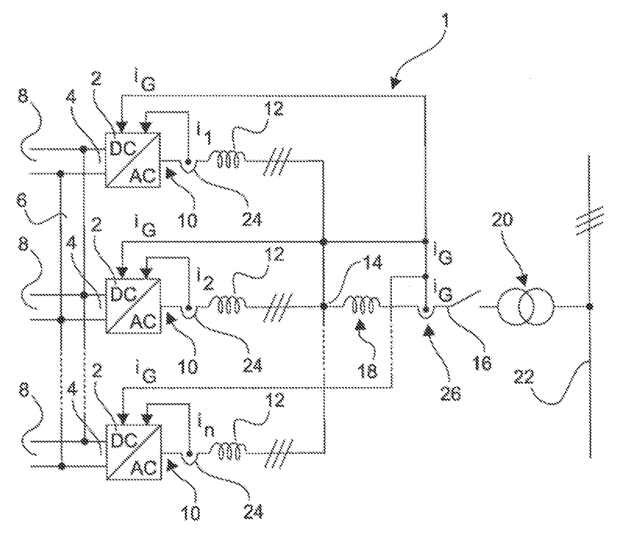 Method for generating an alternating electric current