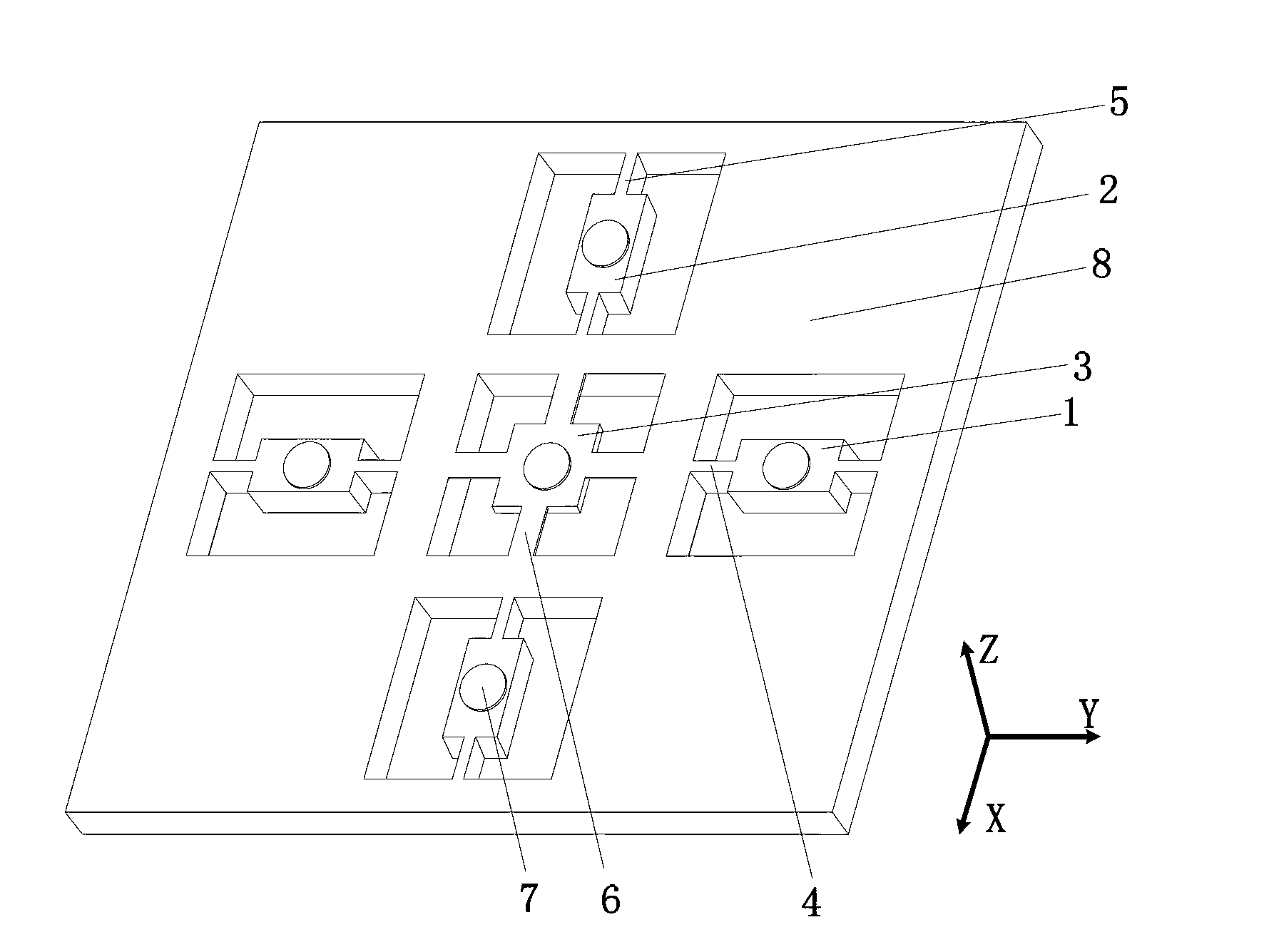 Tri-axial accelerometer with giant magneto-resistance effect