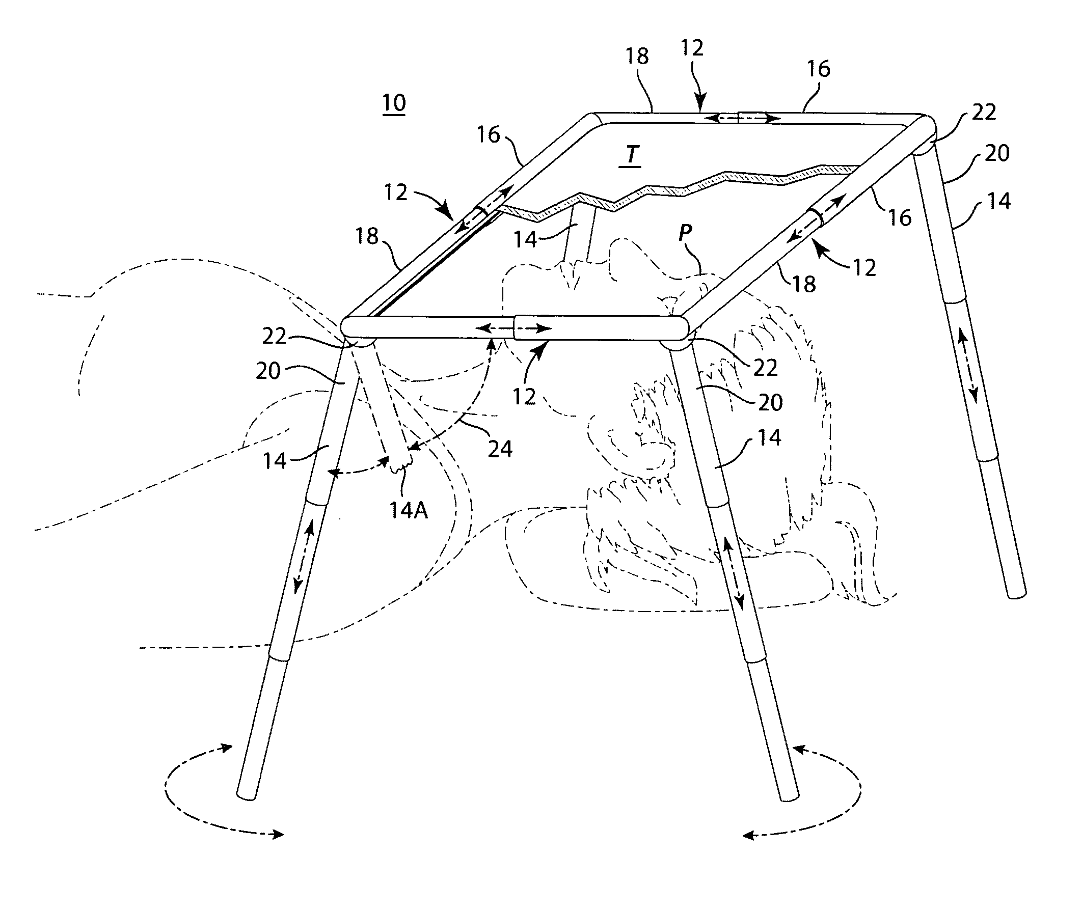 Support arrangement for an inverted tablet