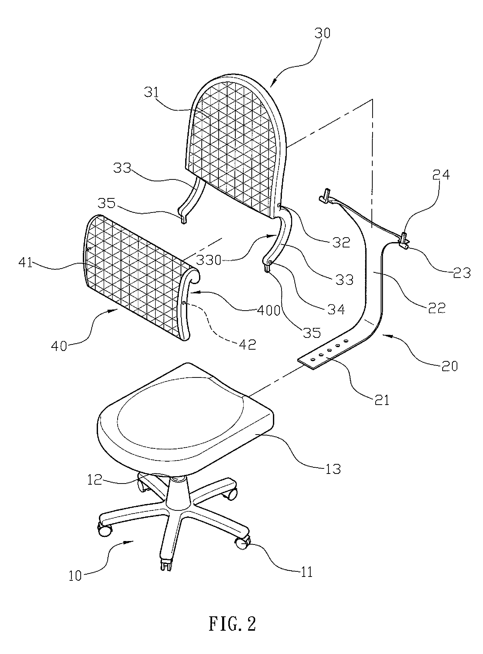 Chair that is designed ergonomically to support a user's back snugly and completely