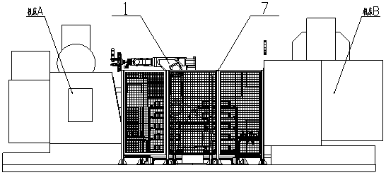 Machine tool automated feeding and discharging integrated system by robot