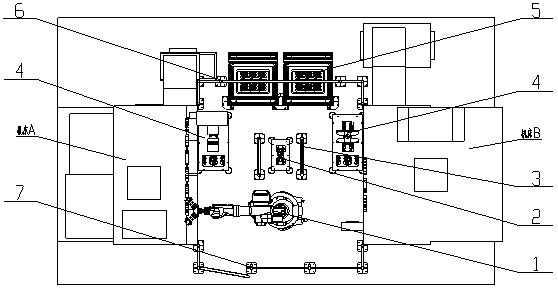 Machine tool automated feeding and discharging integrated system by robot