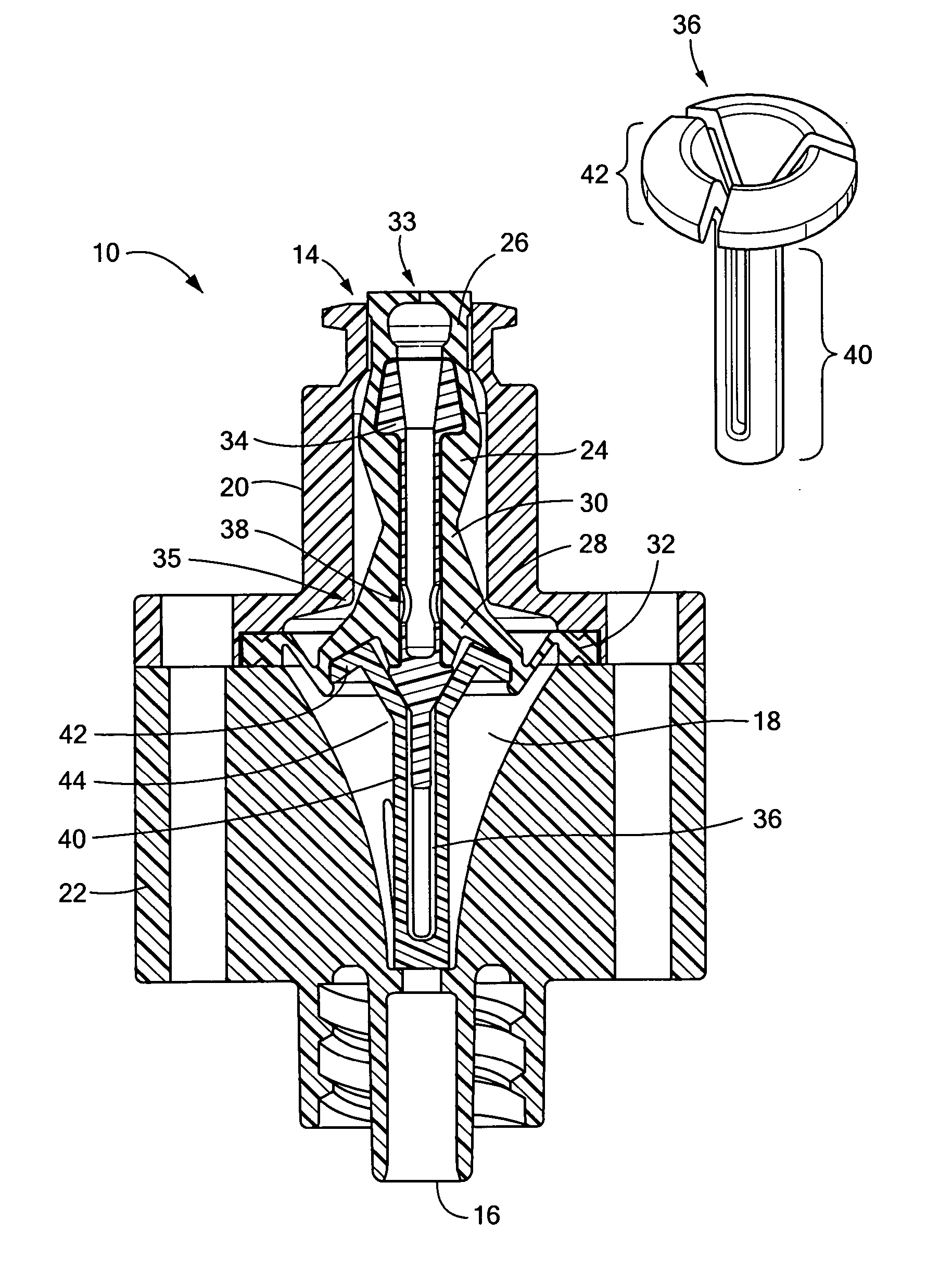 Valve with internal lifter