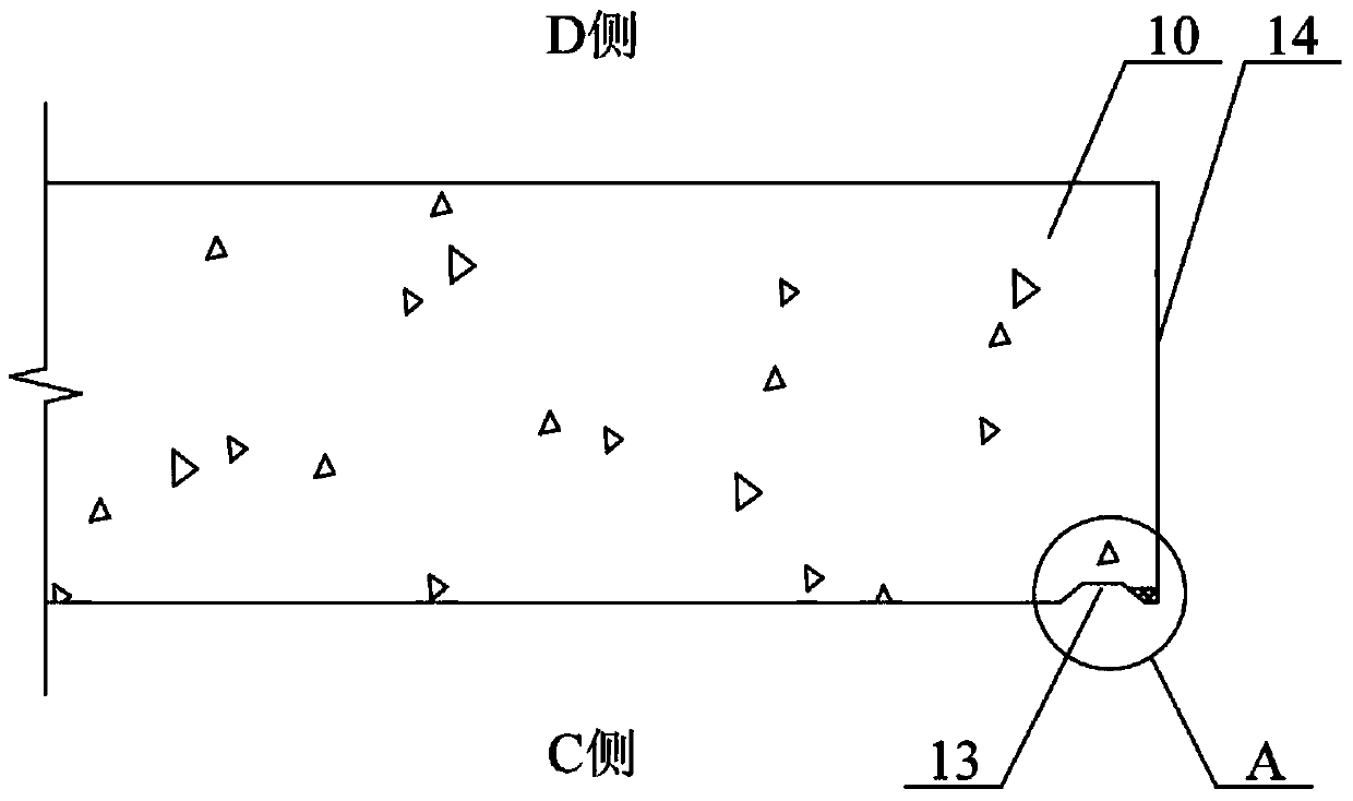 Construction method of vertical construction joint of bare concrete facing