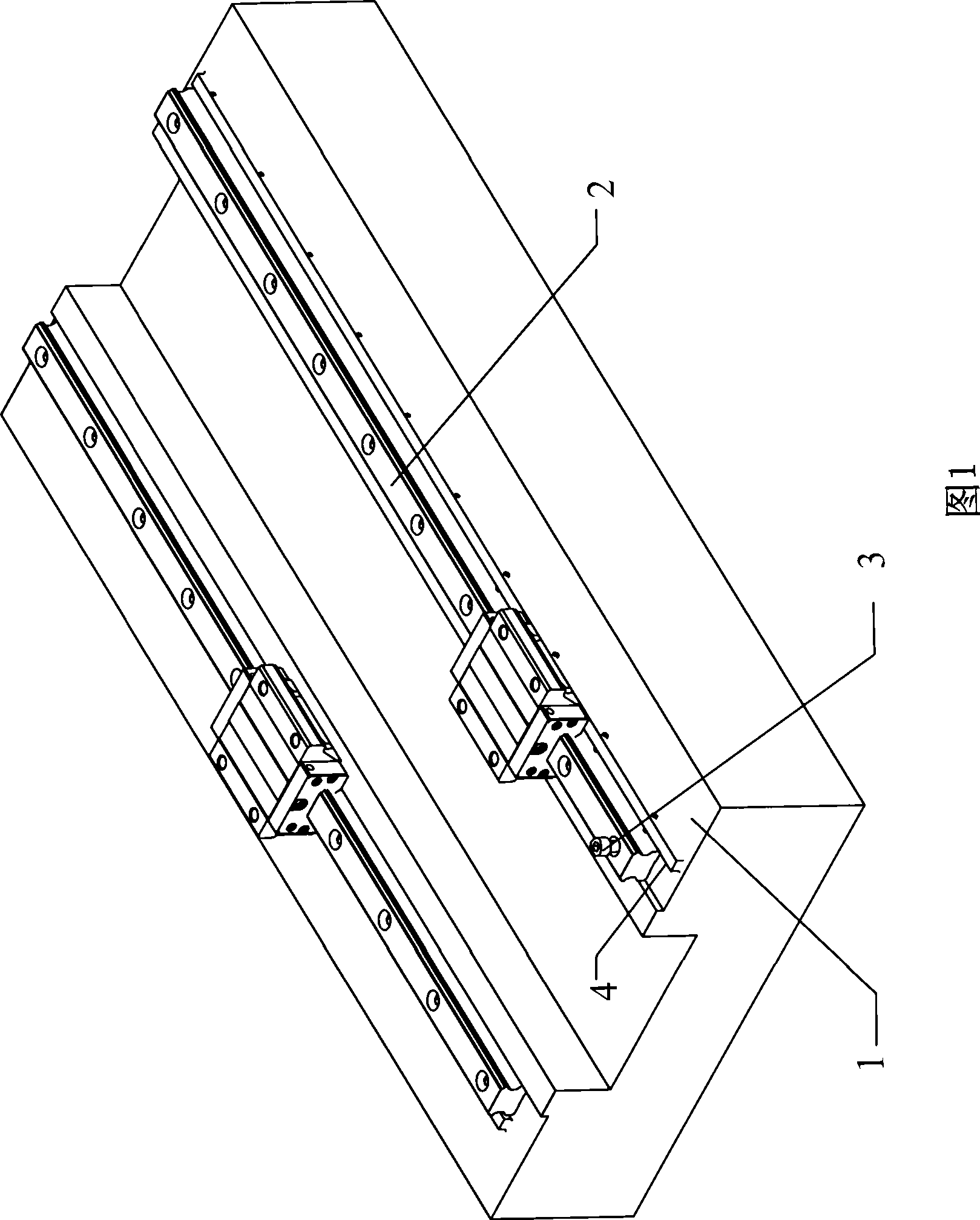 Method for positioning and clamping straight-line guiding rail