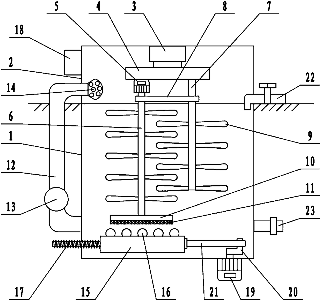 Industrial sewage aeration device with double-stirring mechanism