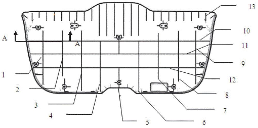Arrangement structure of reinforcing ribs of interior panel of back door