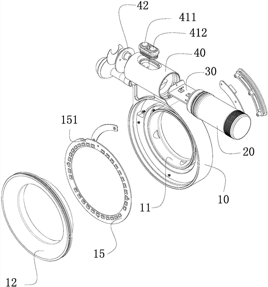 Underwater low-power focusing and high-power flash switch control LED lamplight control apparatus and method