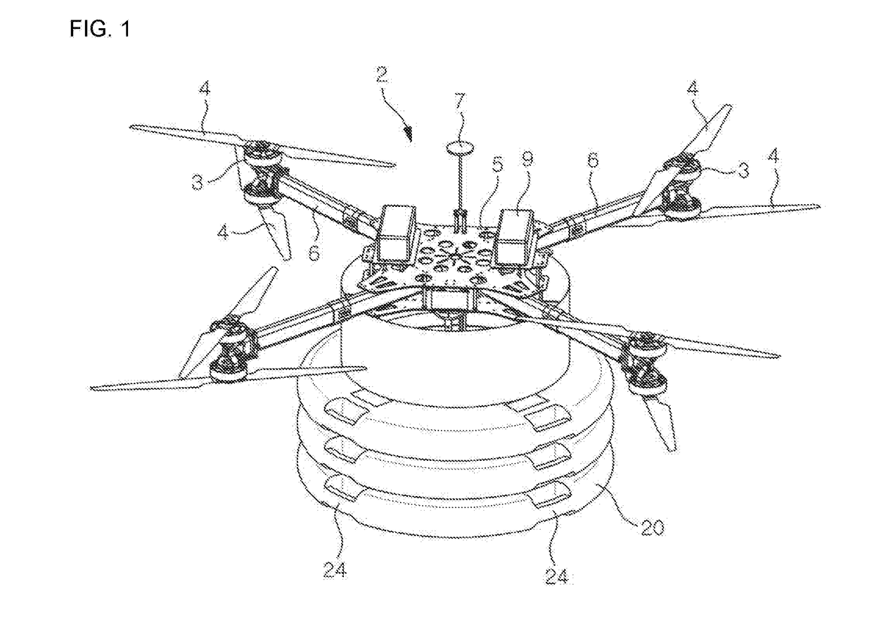 Drone-type lifesaving equipment dropping device