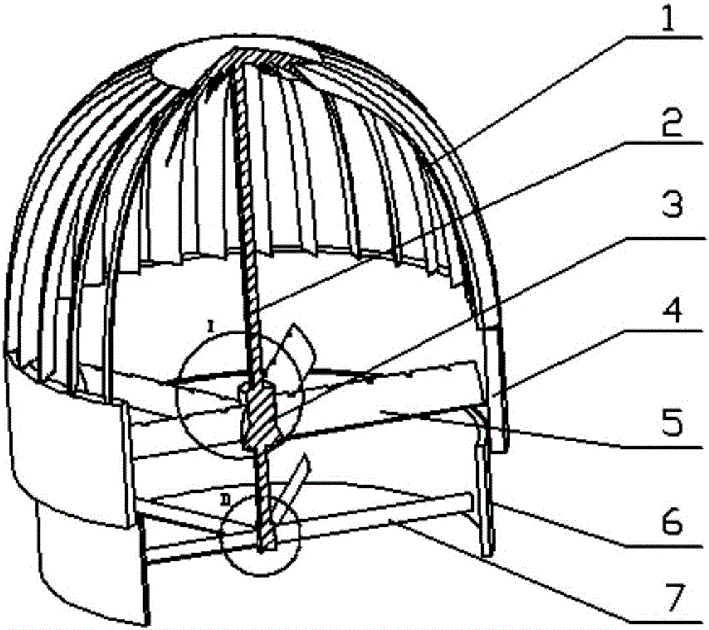 Unpowered draught fan with support frames as wing-shaped blades