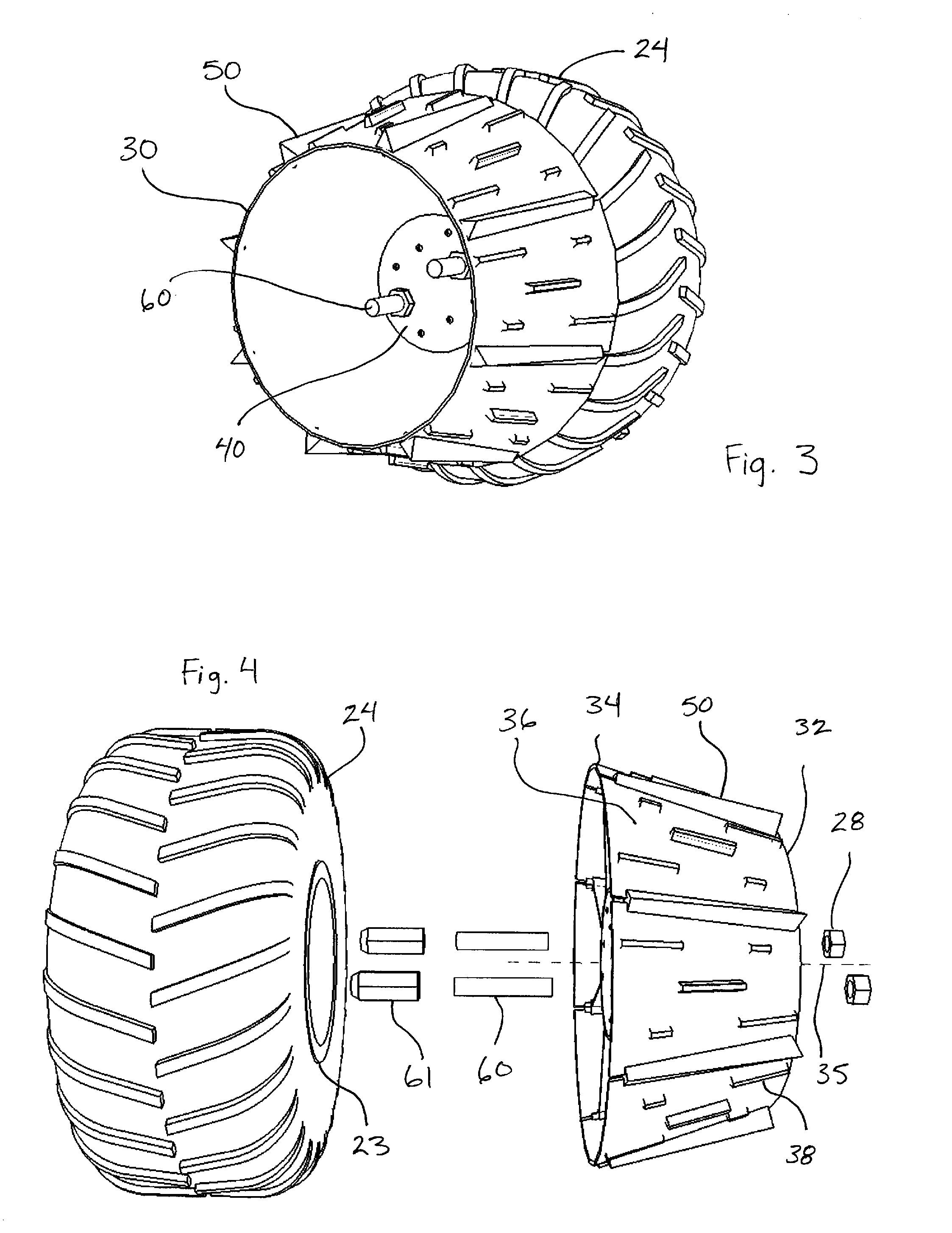 Loose terrain traction-assist device for wheeled all-terrain and utility vehicles