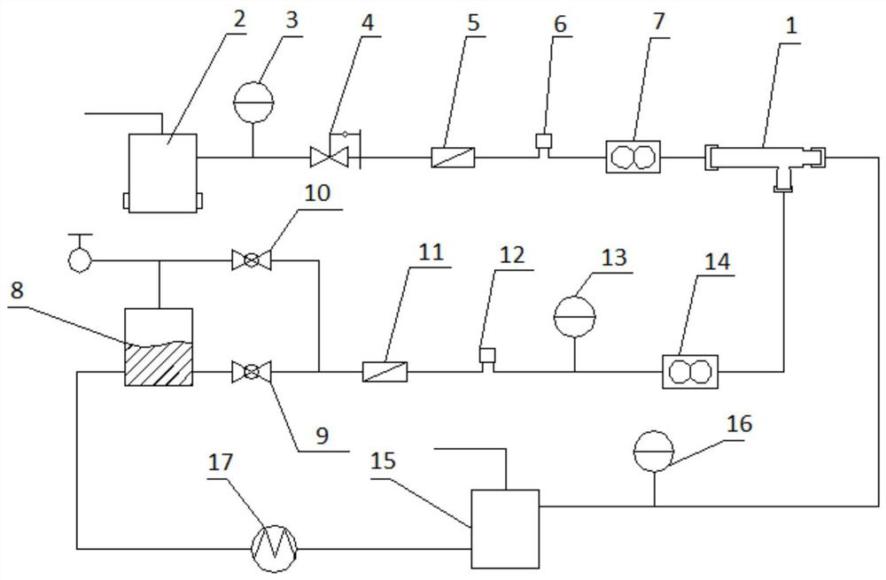 Water chilling unit ejector performance simulation test system and test method