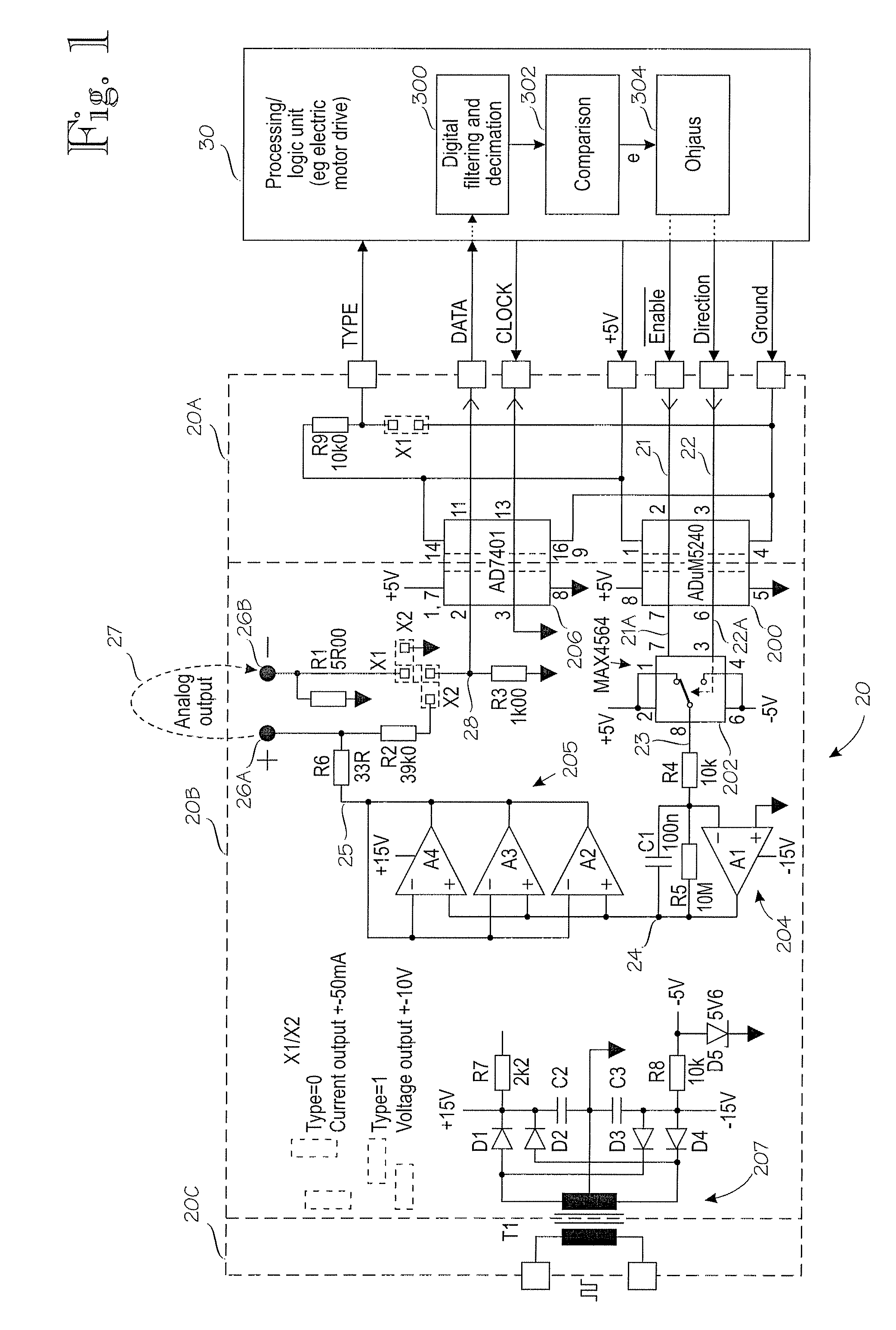 Device for generating analog current or voltage signal